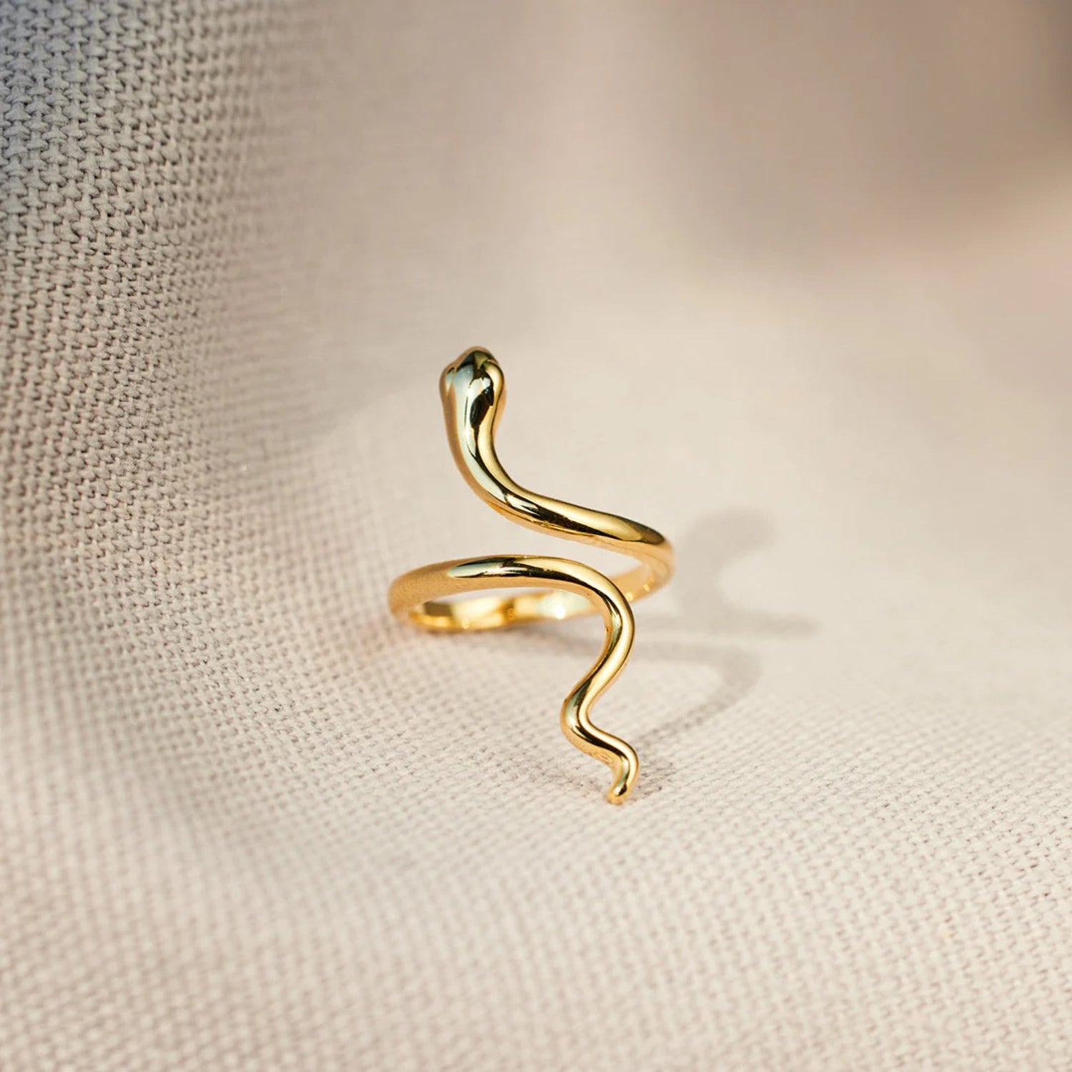 Snake Shape 18K Gold-Plated Bypass Ring 