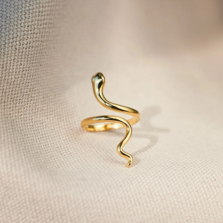 Snake Shape 18K Gold-Plated Bypass Ring 