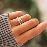 Knotted Heart Shape Inlaid Zircon Ring 