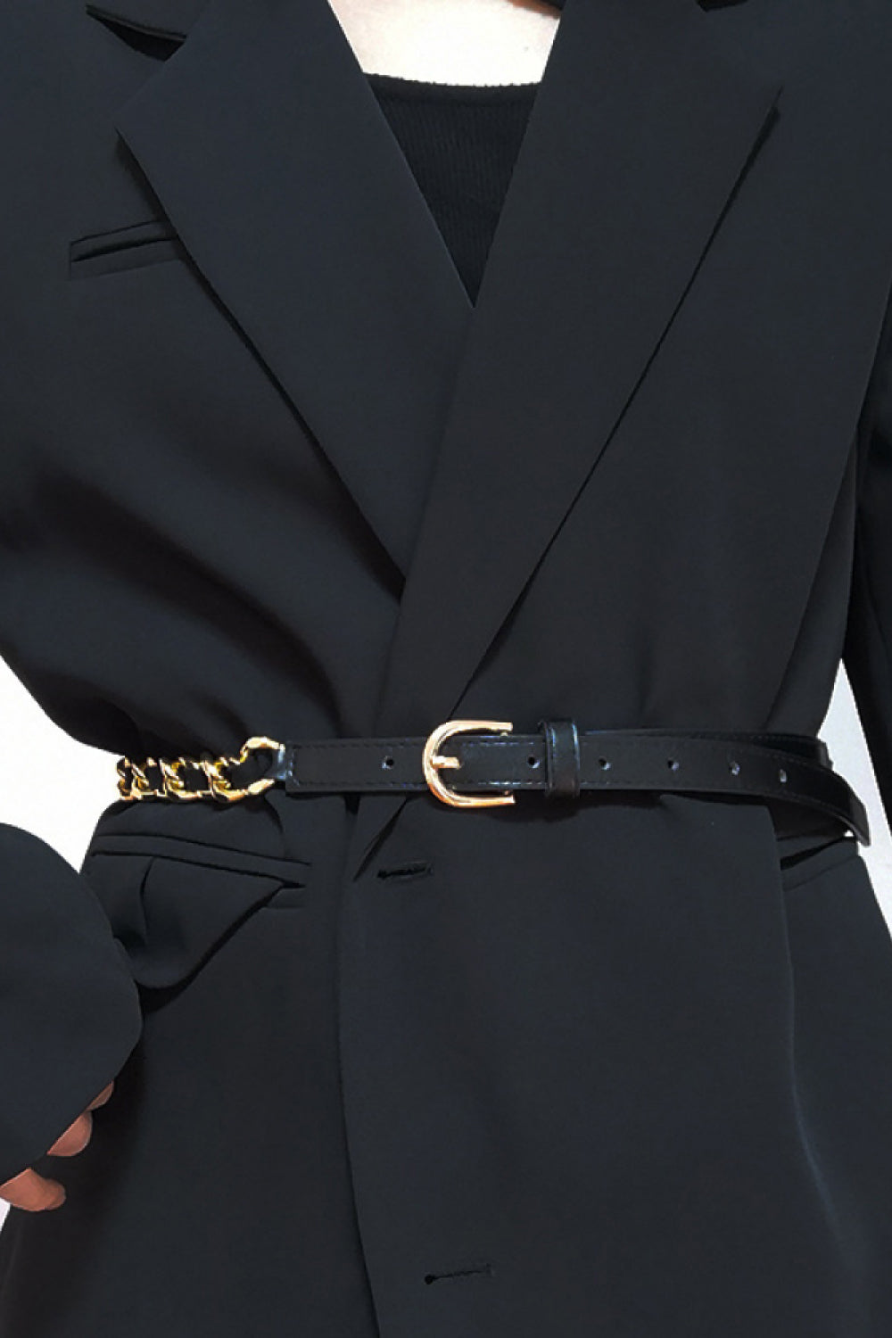 PU Chain Skinny Belt 