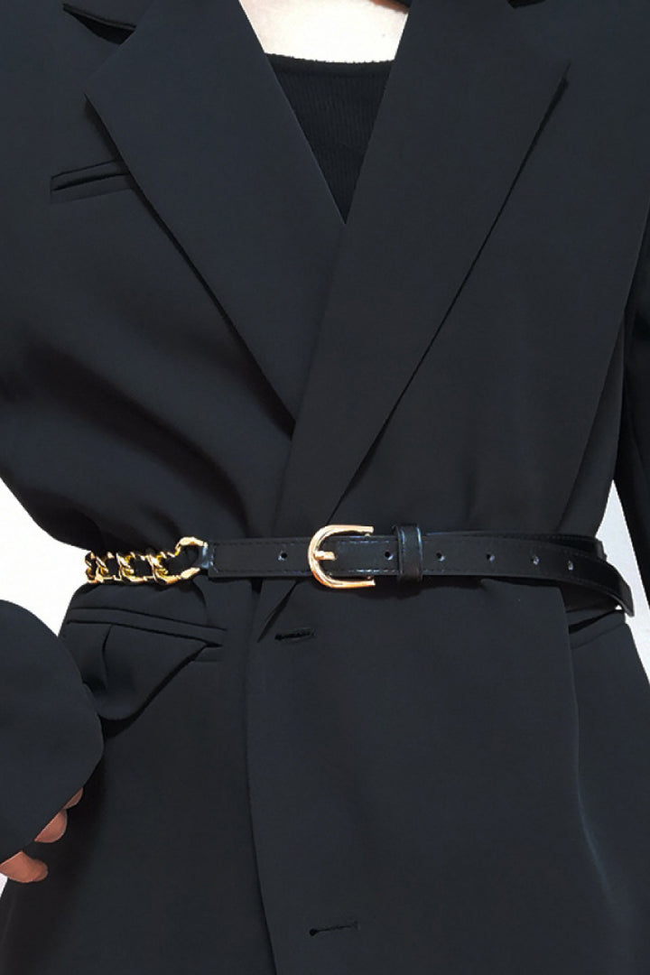PU Chain Skinny Belt 
