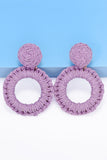 Round Shape Raffia Grass Dangle Earrings 