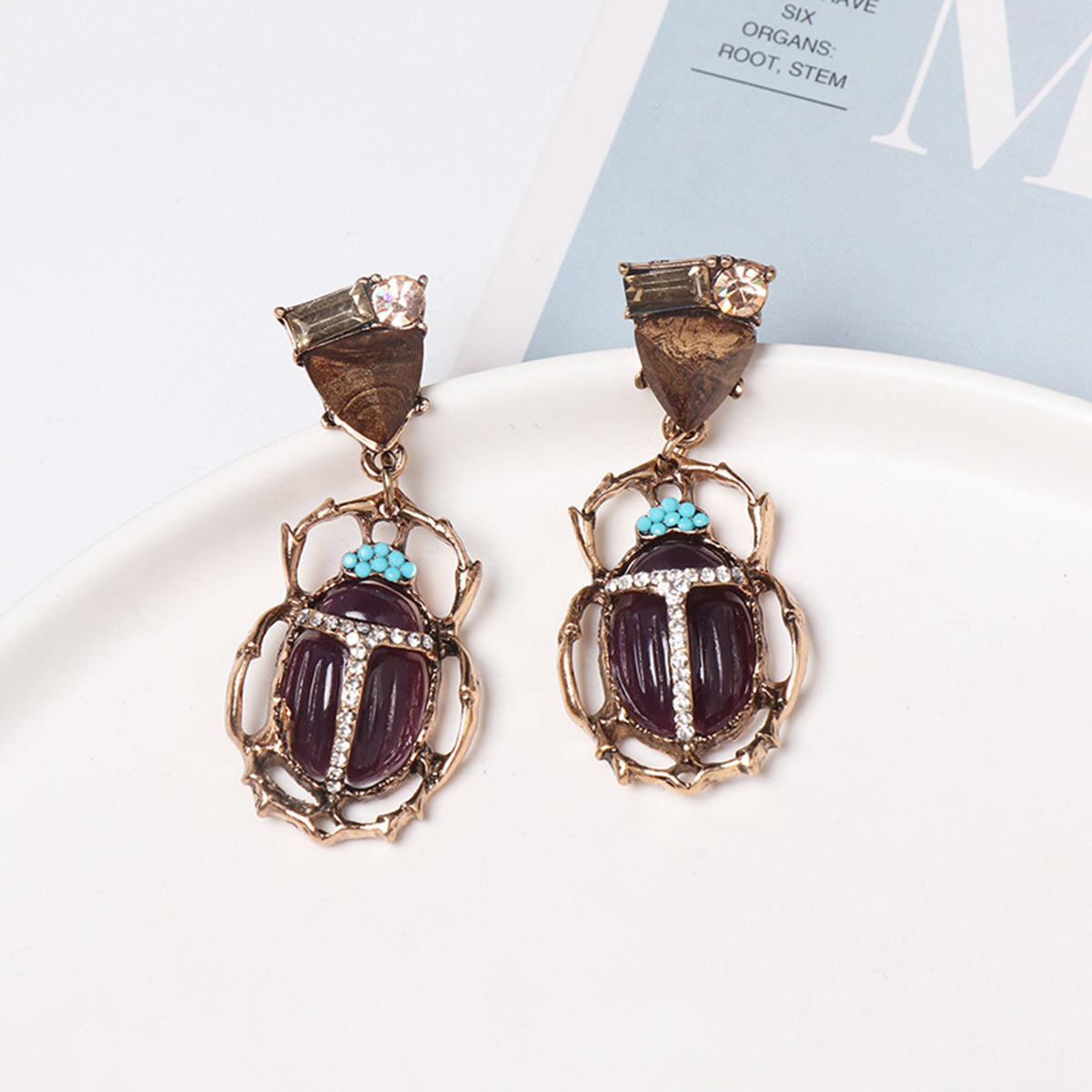 Beetle Shape Rhinestone Alloy Dangle Earrings 