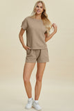 Double Take Full Size Texture Short Sleeve Top and Shorts Set 