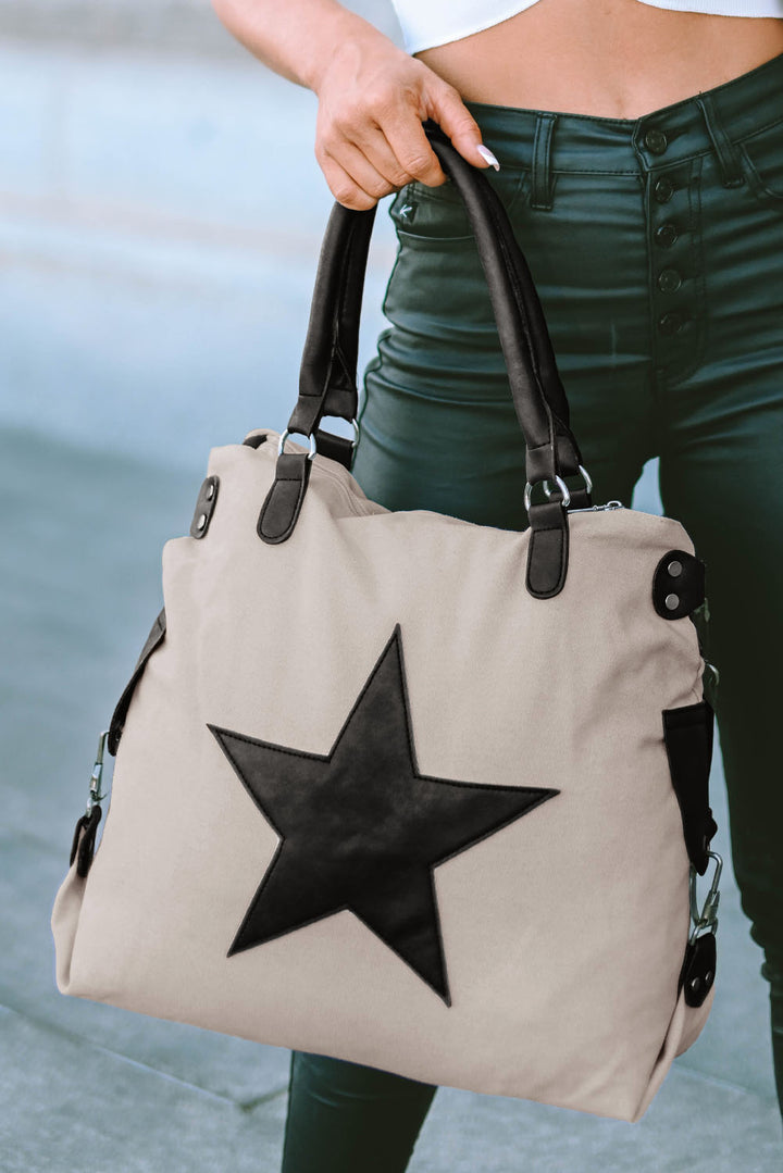 Beige Casual Five-pointed Star Canvas Tote Bag Shoes & Bags/Handbags
