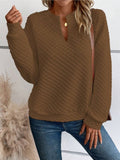 Notched Long Sleeve Sweatshirt 