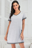 Contrast Trim Short Sleeve Lounge Dress 