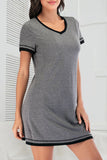Contrast Trim Short Sleeve Lounge Dress 