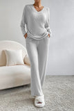 Ribbed V-Neck Top and Pants Lounge Set Lingerie & Nightwear