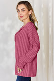 Basic Bae Full Size Ribbed Half Button Long Sleeve T-Shirt 