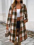 Devine Plaid Long Sleeve Hooded Coat 