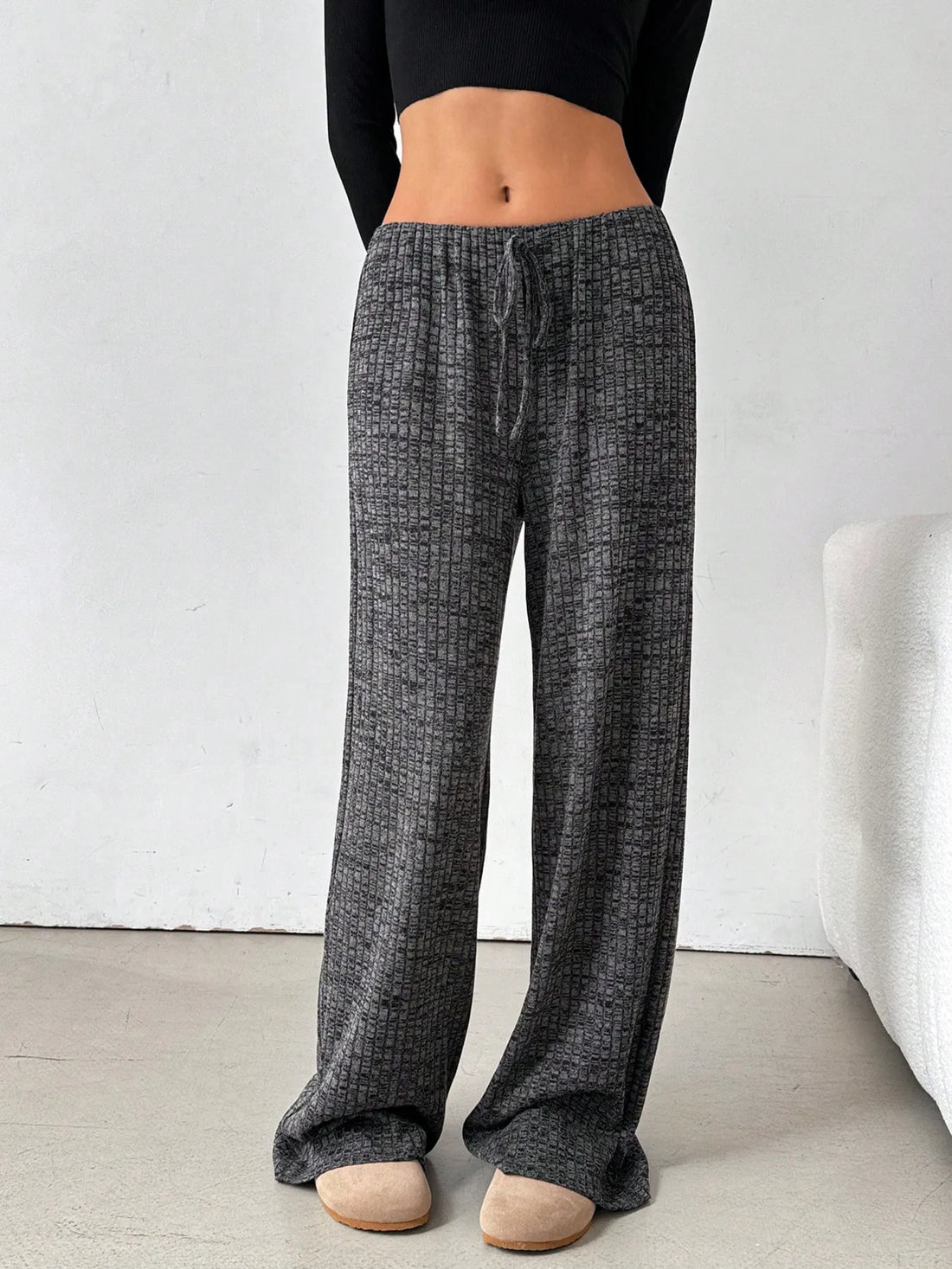 Striped Wide Leg Drawstring Pants 