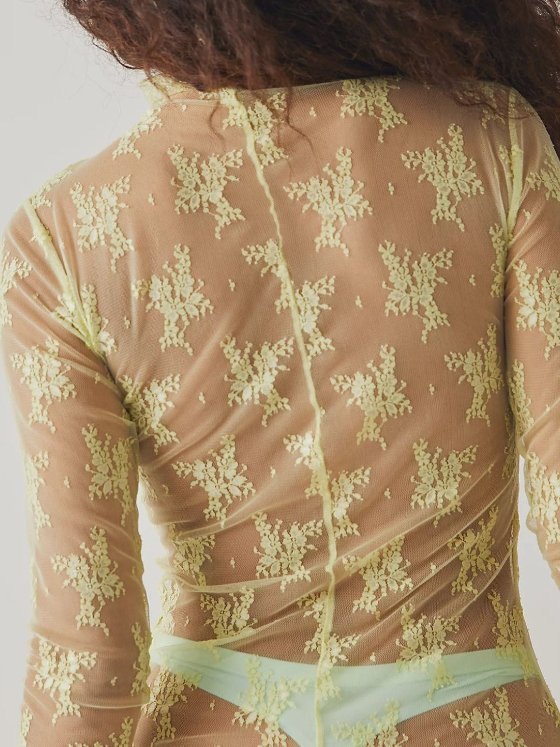 Lace Mock Neck Long Sleeve Blouse 