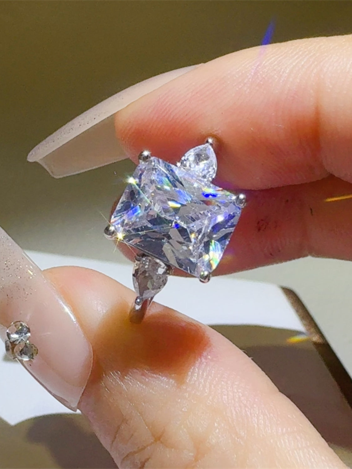 3 Carat Moissanite 925 Sterling Silver Square Shape Ring Accessories