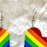 Leather Colorful Striped Heart Earrings 