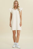 Double Take Full Size Ruffled V-Neck Cap Sleeve Dress 