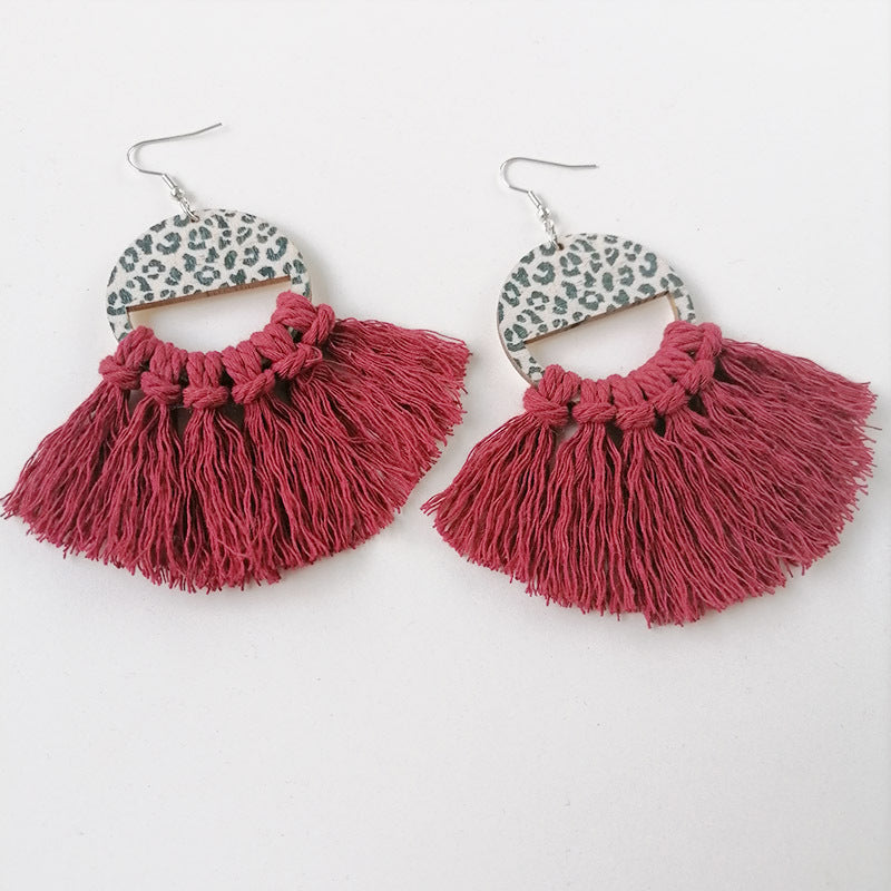 Tassel Detail Leopard Drop Earrings 