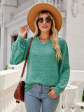 Heathered V-Neck Long Sleeve T-Shirt 