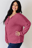 Basic Bae Full Size Ribbed Half Button Long Sleeve T-Shirt 