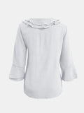 Full Size Ruffled V-Neck Flounce Sleeve Blouse 