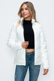 How Dare U Pocketed Zip Up Puffer Jacket with Removable Hood 