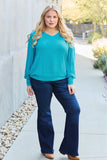 Basic Bae Full Size V-Neck Lantern Sleeve Top 