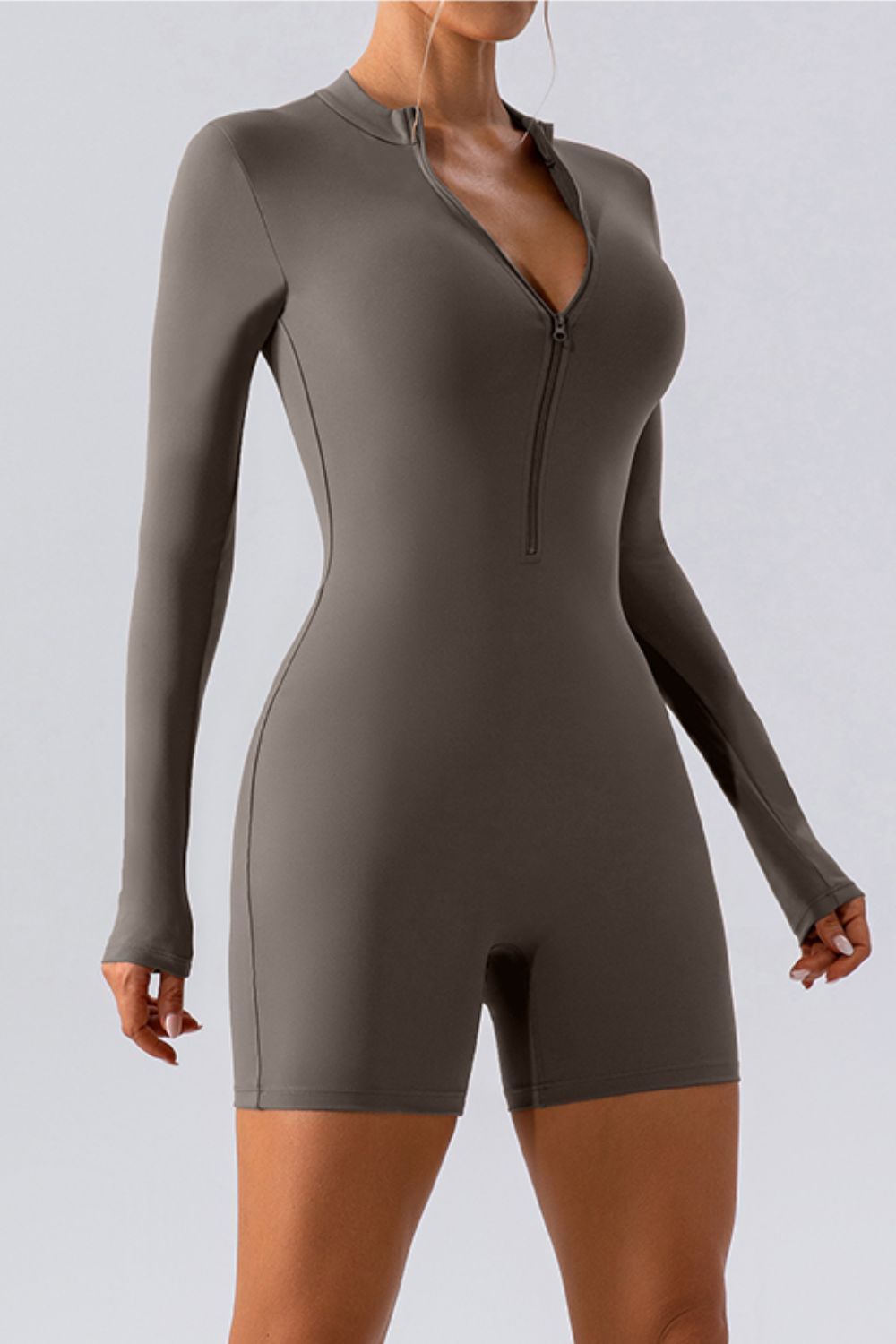 Half Zip Long Sleeve Active Romper 