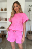 Double Take Full Size Texture T-Shirt and Shorts Set 