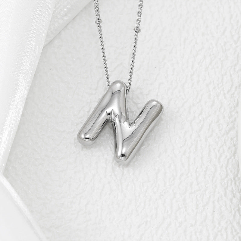 Copper Bubble Letter Pendant Necklace 