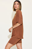 Basic Bae Full Size V-Neck Drop Shoulder T-Shirt and Shorts Set 