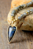 Natural Stone Pendant Beaded Necklace 