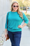Basic Bae Full Size Round Neck Batwing Sleeve Top 