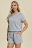 Double Take Full Size Texture Short Sleeve Top and Shorts Set 