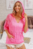 BiBi Openwork Heart Hooded Knit Top 