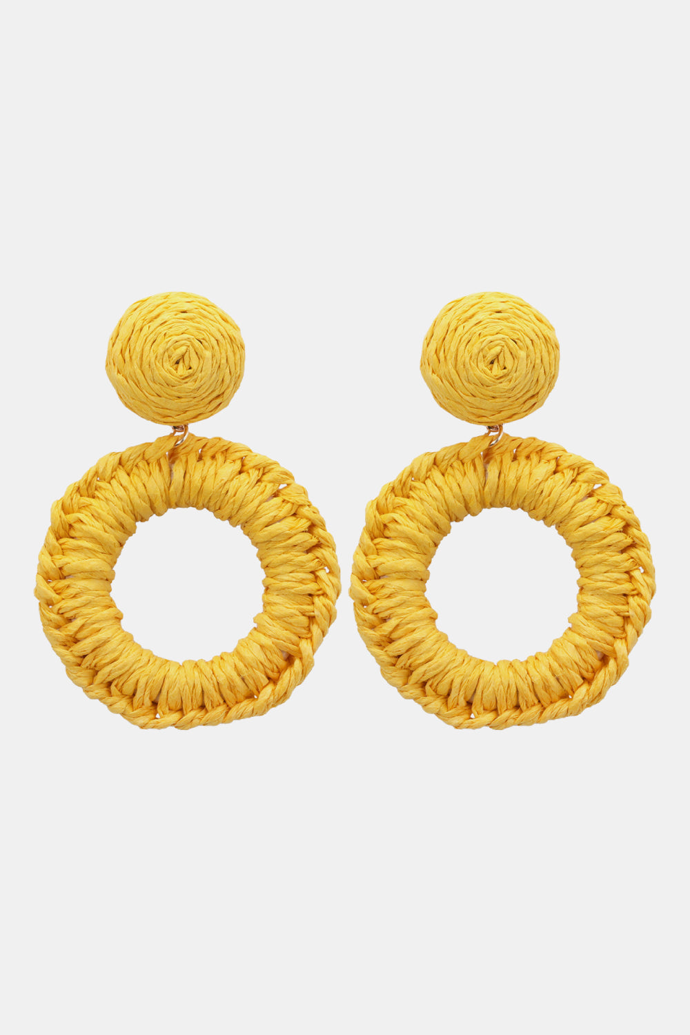 Round Shape Raffia Grass Dangle Earrings 