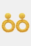Round Shape Raffia Grass Dangle Earrings 