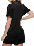 Button Up Short Sleeve Top and Shorts Lounge Set Lingerie & Nightwear