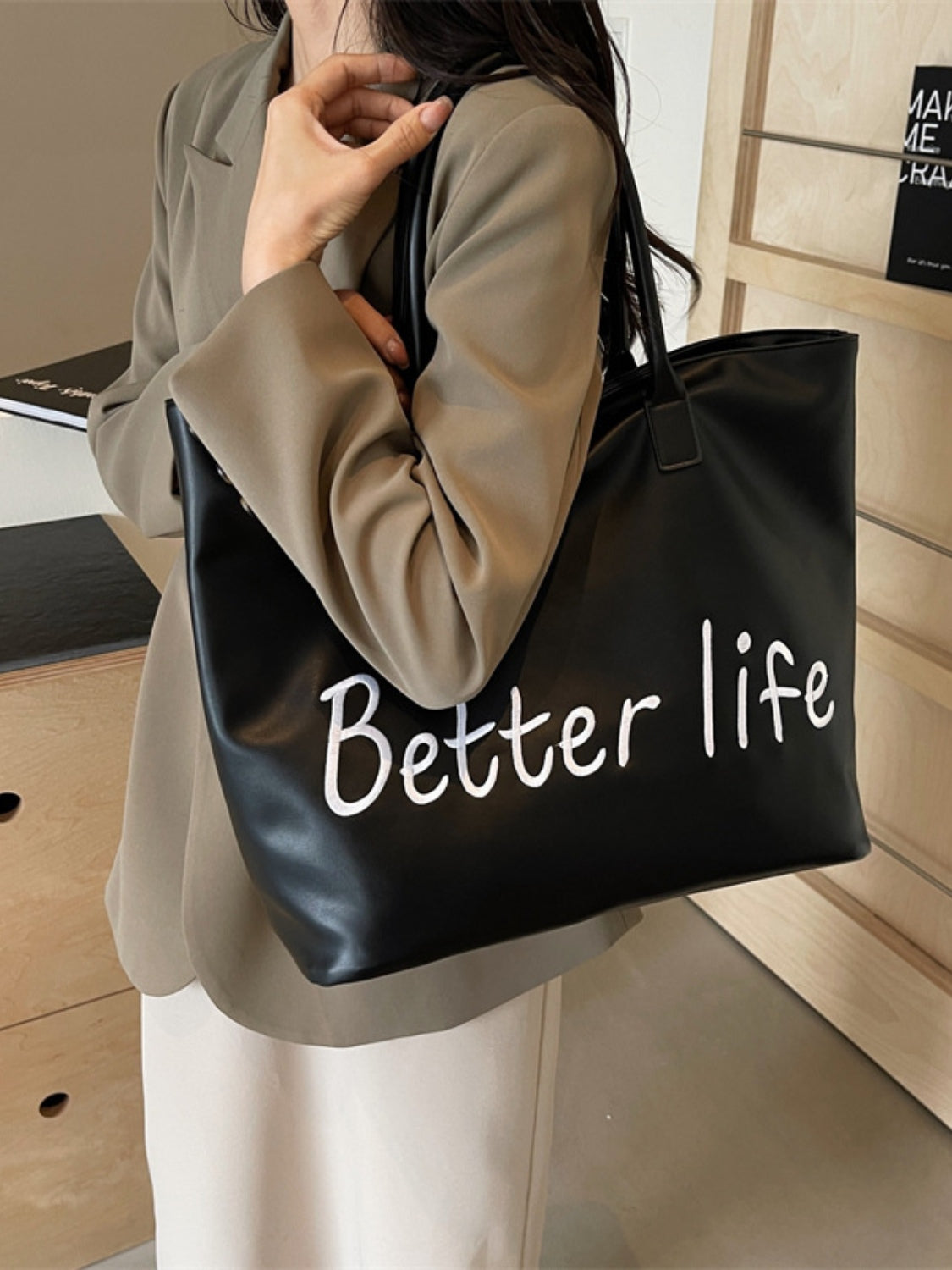 BETTER LIFE PU Leather Tote Bag 