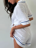 Button Up Half Sleeve Top and Shorts Lounge Set Lingerie & Nightwear