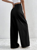 V-Waisted Ruched Front Wide Leg Pants 