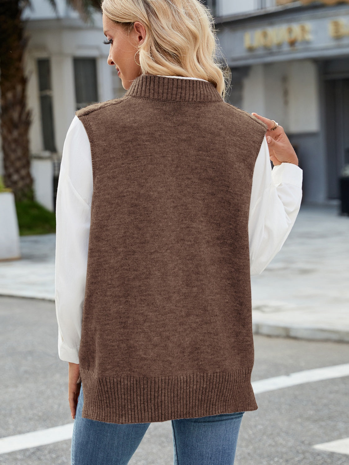 Cable Knit V-Neck Sweater Vest 
