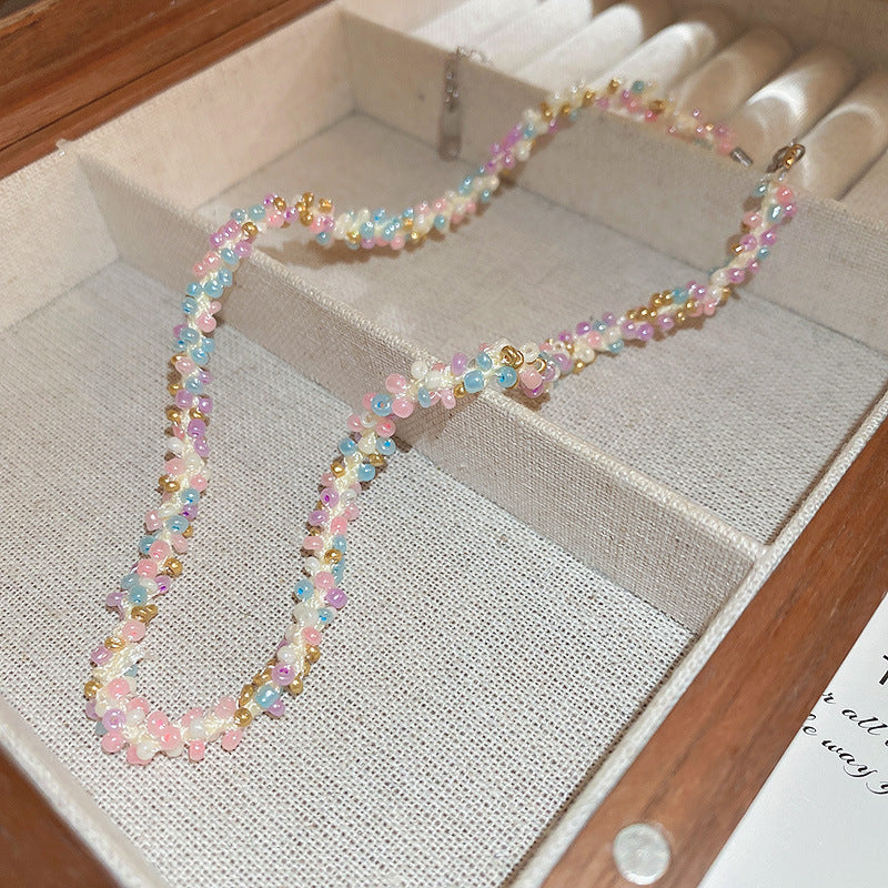 Titanium Steel Rice Bead Necklace 