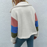 Shiny Color Block Button Down Collared Jacket 