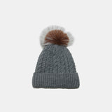 Cable Knit Winter Hat with Pompom 