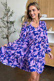 Double Take Full Size Printed Ruffle Hem Dress with Pocket 