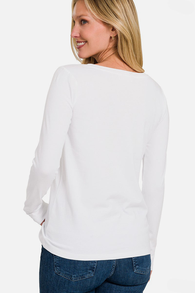 Zenana Full Size V-Neck Long Sleeve T-Shirt 