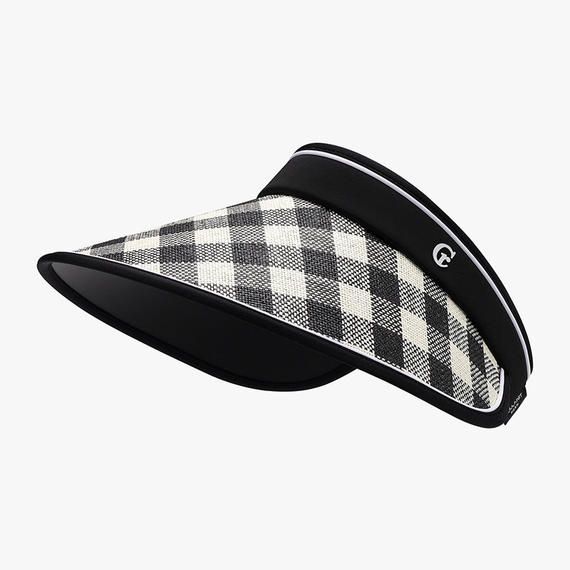 Plaid Natural Grass Adjustable Sun Hat 