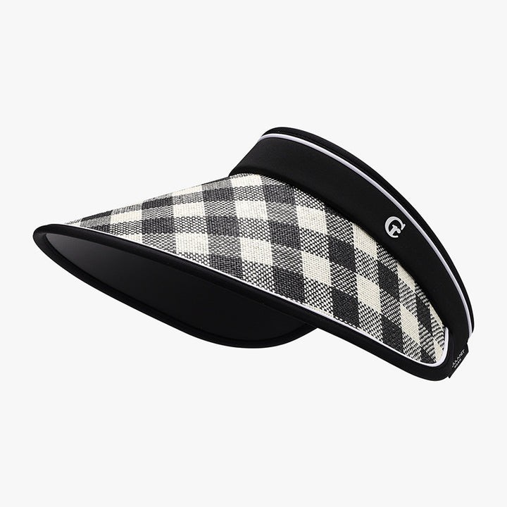 Plaid Natural Grass Adjustable Sun Hat 
