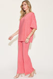 Basic Bae Full Size Bamboo Drop Shoulder T-Shirt and Flare Pants Set 