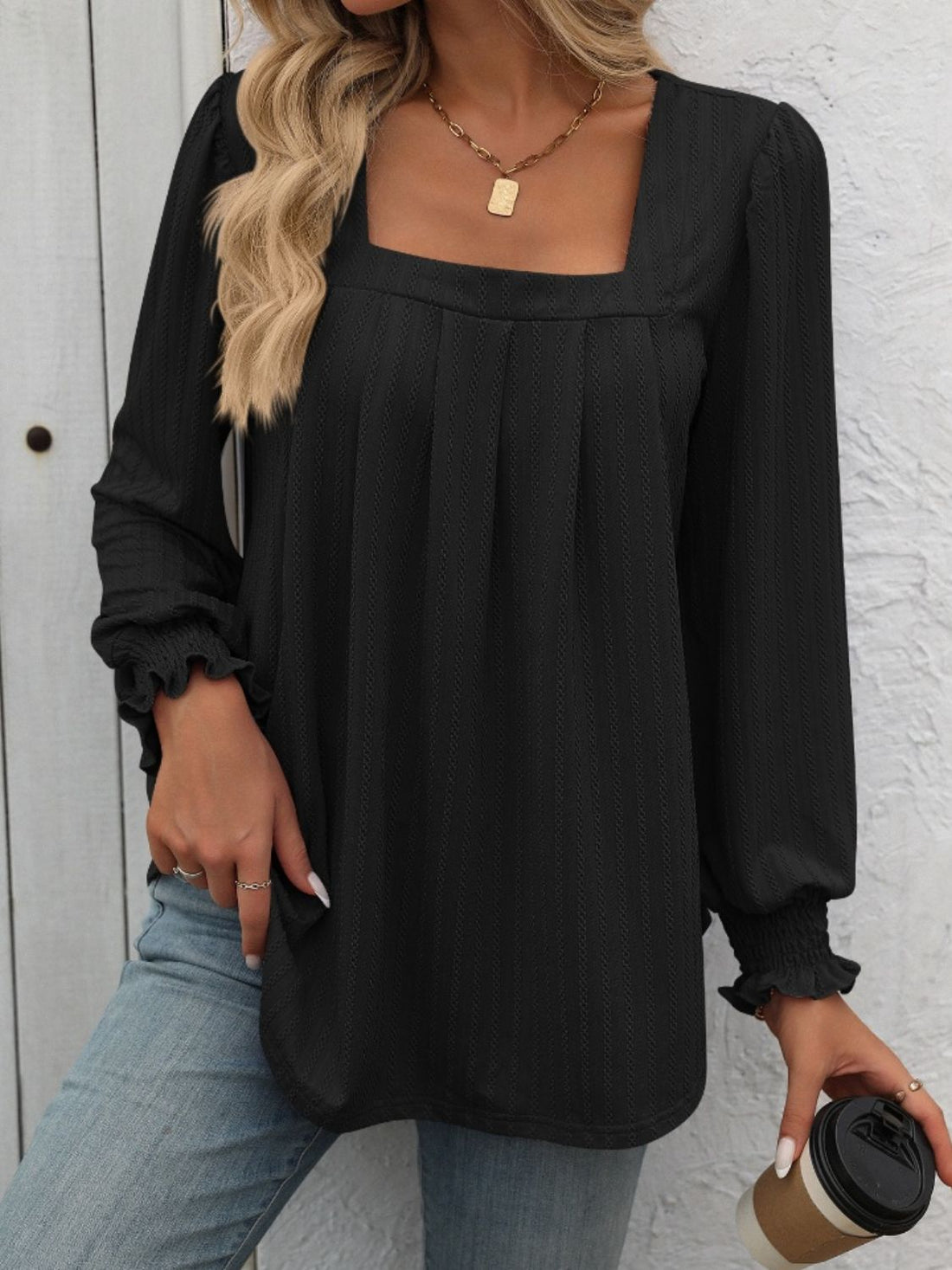Mandy Square Neck Long Sleeve Top 